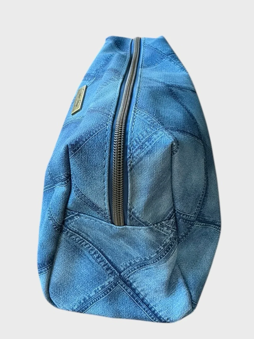 Revive Vintage Faux Denim Patchwork Cosmetic Bag Y2K Travel NWT